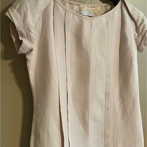 Zara light pink thick linen dress with structure—no stretch.